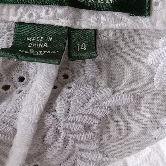 WHITE RALPH LAUREN EYELIT BLOUSE - Picture 4 of 4